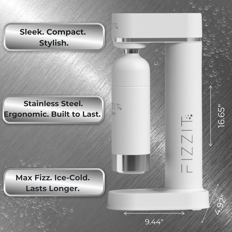 Fizz It صانع مياه الصودا الغازية فزيت سباركلي مع زجاجة من الفولاذ المقاوم للصدأ، آمنة للغسل في غسالة الصحون - Image 2